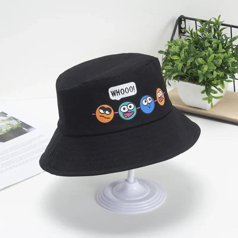 Kids Cartoon Windproof Rope Bucket Hat
