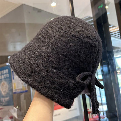 Korean Warm Solid Wool Bucket Hat