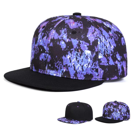 Unisex Purple Starry Sky Printing Baseball Caps