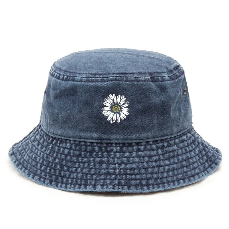 Vintage Daisy Floral Cotton Bucket Hat
