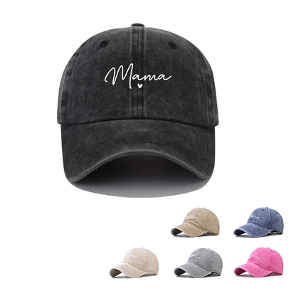 Spring Summer MAMA Embroidery Washed Cotton Baseball Cap