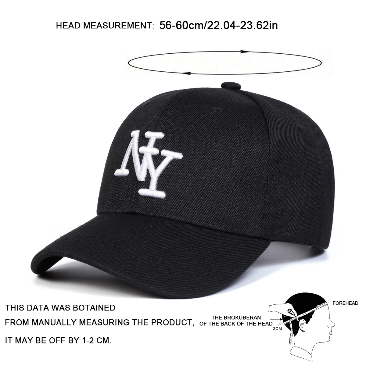 Unisex NY Letter Embroidered Adjustable Baseball Cap