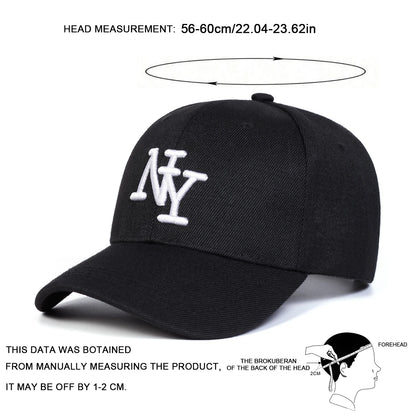 Unisex NY Letter Embroidered Adjustable Baseball Cap