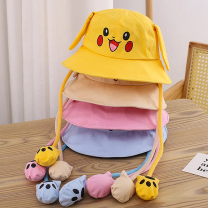 Kids Wide Brim Cotton Summer Bucket Hat