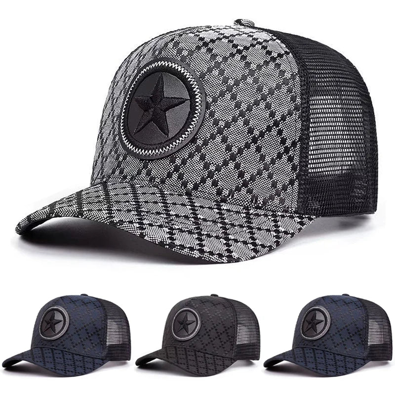 Five Pointed Star Mesh Flat Brim Baseball Cap