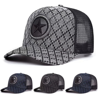 Five Pointed Star Mesh Flat Brim Baseball Cap