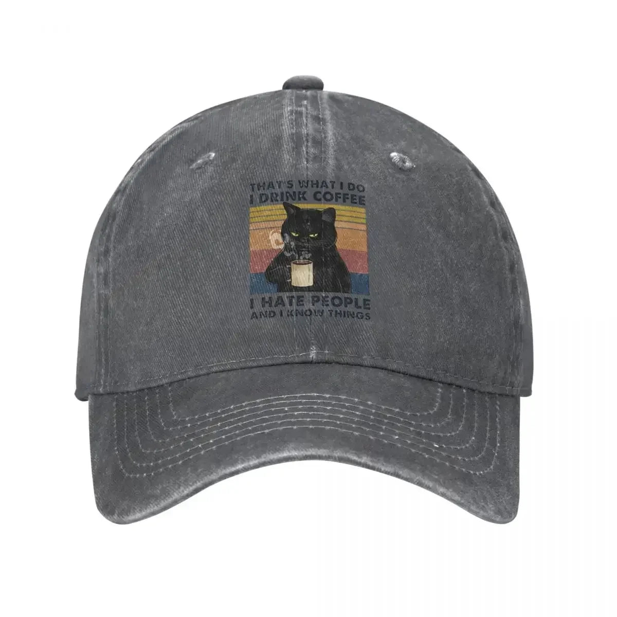 Vintage Wash I Drink Coffee Hate People Baseball Cap