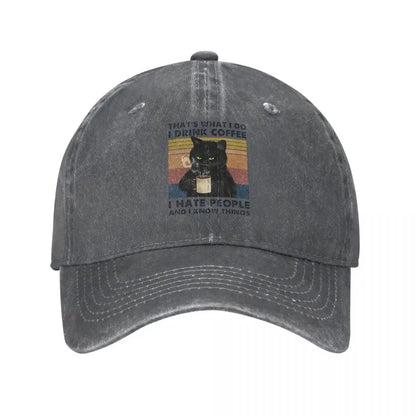 Vintage Wash I Drink Coffee Hate People Baseball Cap