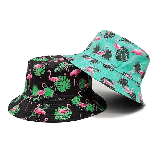 Unisex Flamingo Print Reversible Bucket Hat