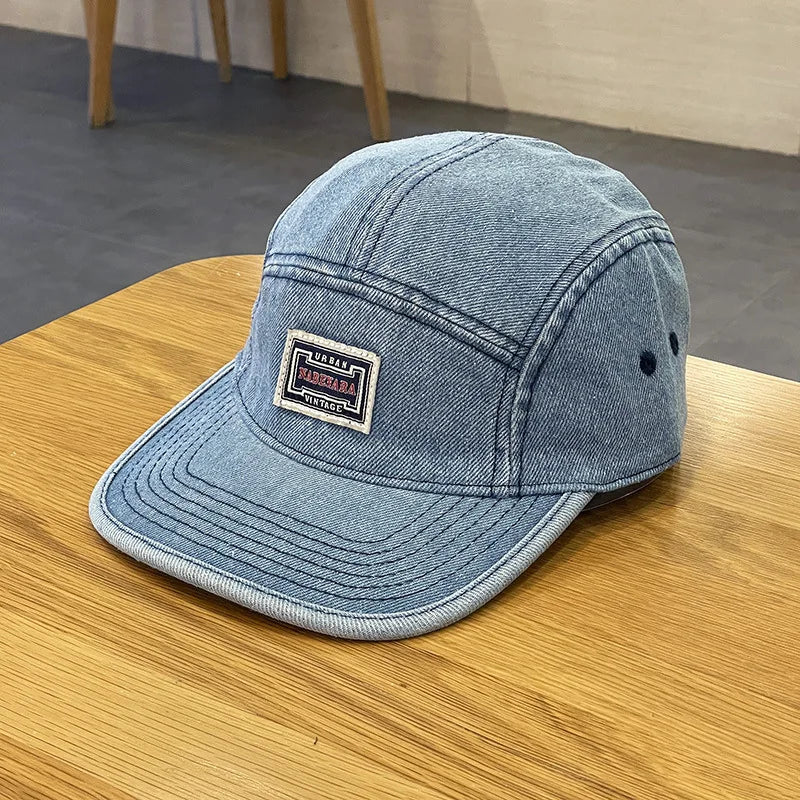 Vintage Denim Flat Brim Baseball Cap Unisex Snapback