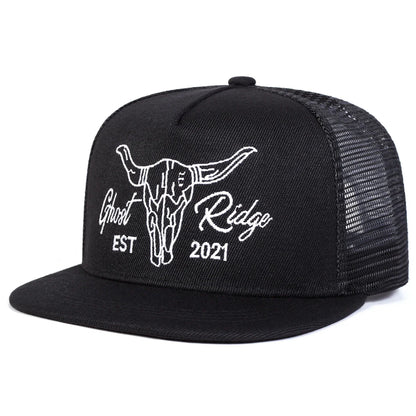 Unisex Ox Head Embroidery Hip-hop Net Hats