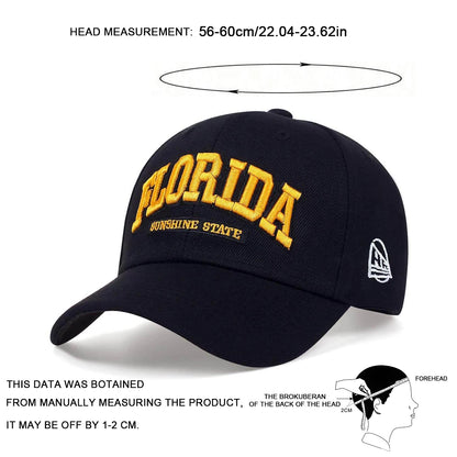 Florida Letter Embroidery Outdoor Adjustable Baseball Cap