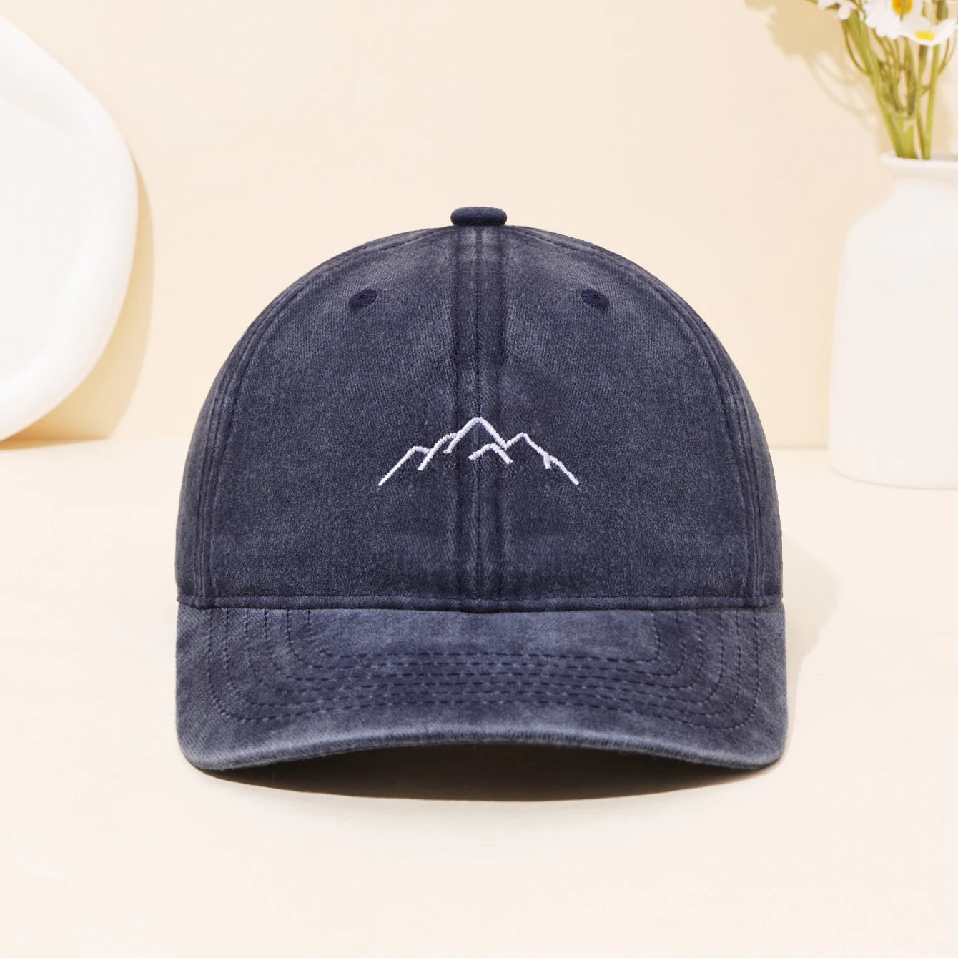 Retro Washed Mountain Embroidered Duckbill Cap