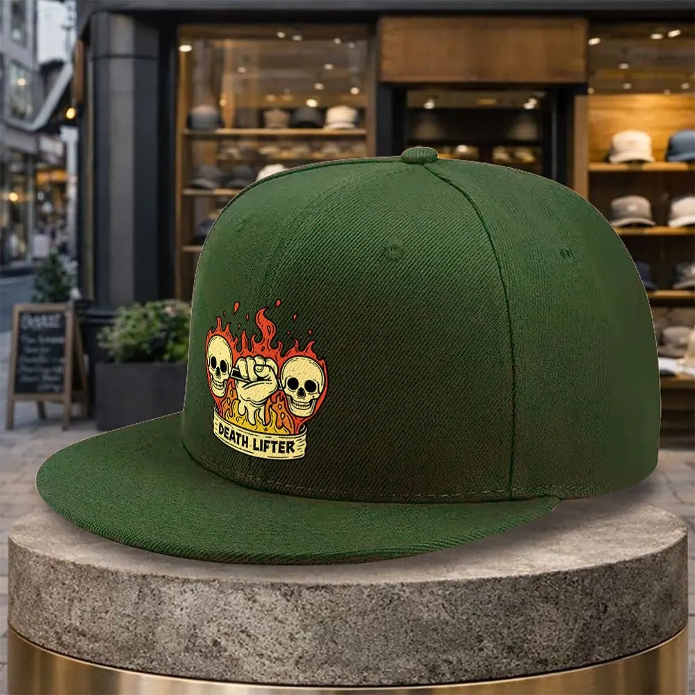 Death Lifter Skulls Flat Brim Snapback Cap