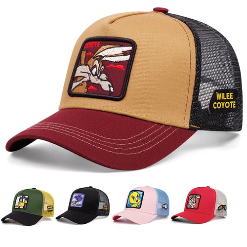 Cartoon Embroidered Mesh Trucker Cap