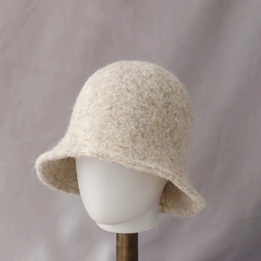Wool Knit Cashmere Winter Bucket Hat