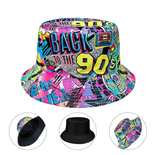 Abstract Graffiti Reversible Foldable Colorful Bucket Hat