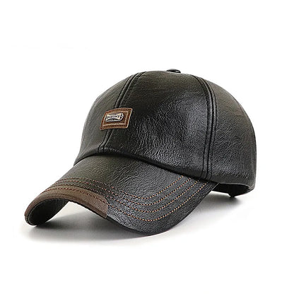 Premium PU Leather Winter Baseball Cap
