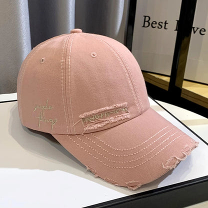 Unisex Korean Trend Distressed Embroidered Baseball Cap