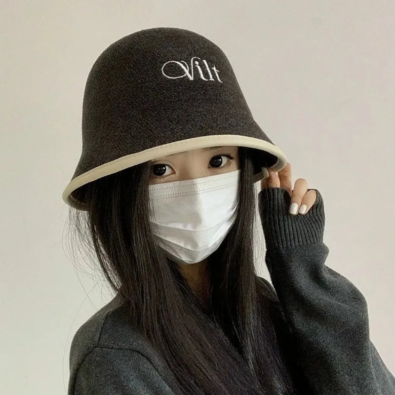 Korean Colorblock Knit Bucket Hat