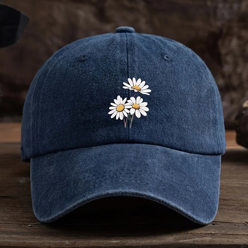 Unisex Daisy Print Duckbill Cap