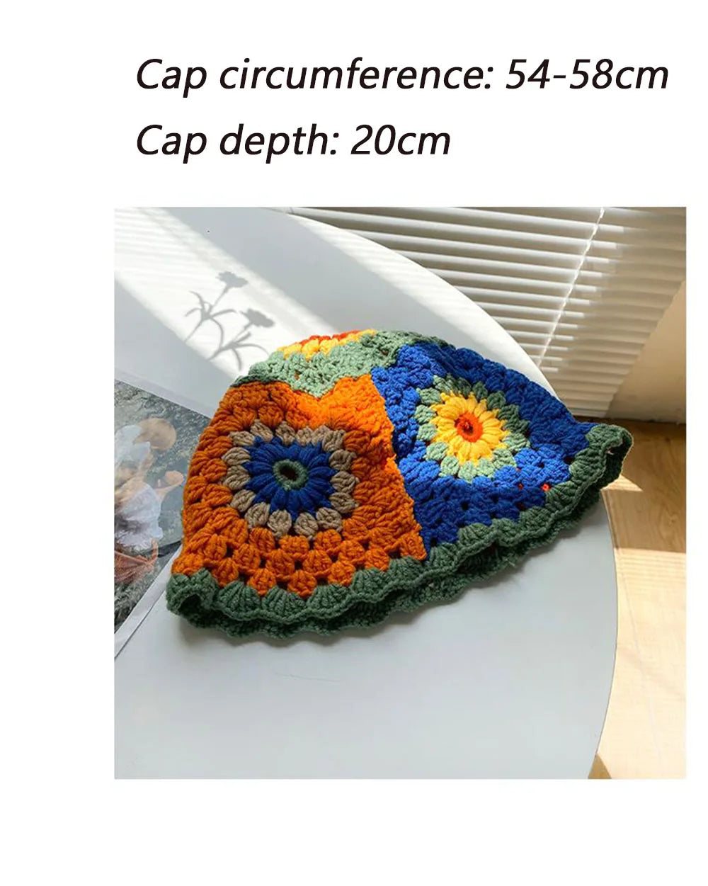 Korean Patchwork Handwoven Knitted Crochet Women Bucket Hat
