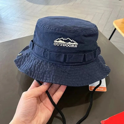Fashion Mountain Embroidery Sun Protection Bucket Hat