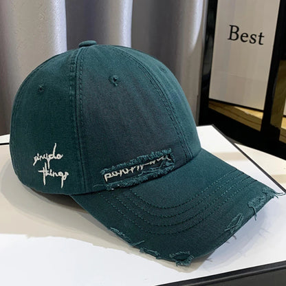 Unisex Korean Trend Distressed Embroidered Baseball Cap