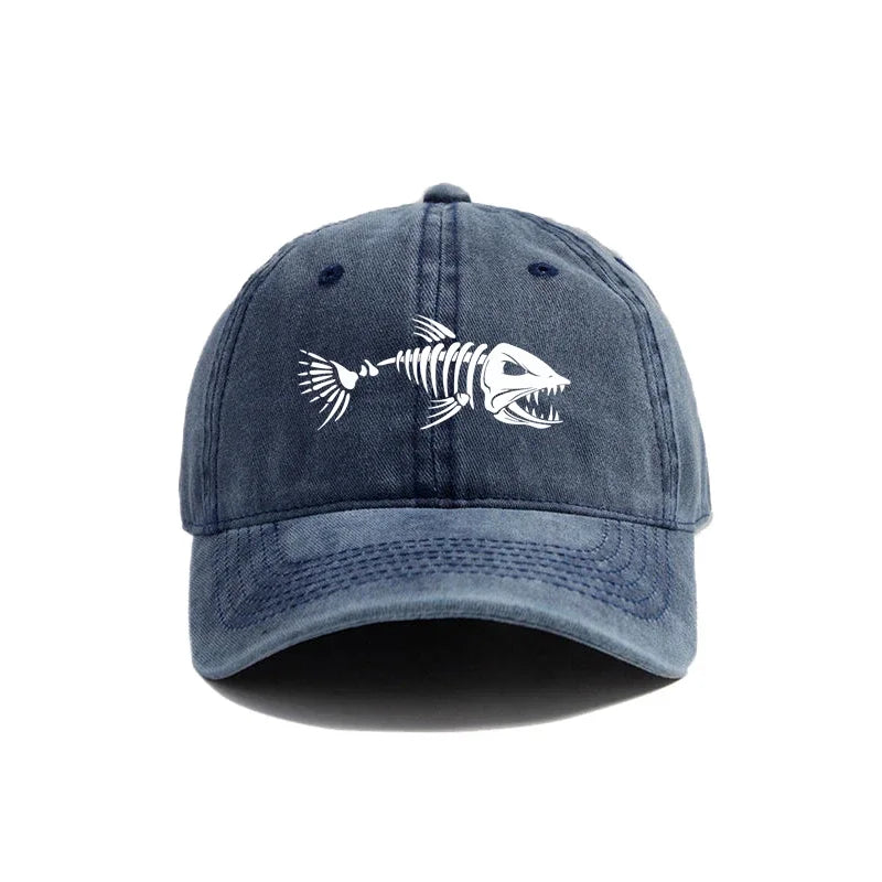Vintage Fishbone Print Unisex Baseball Cap