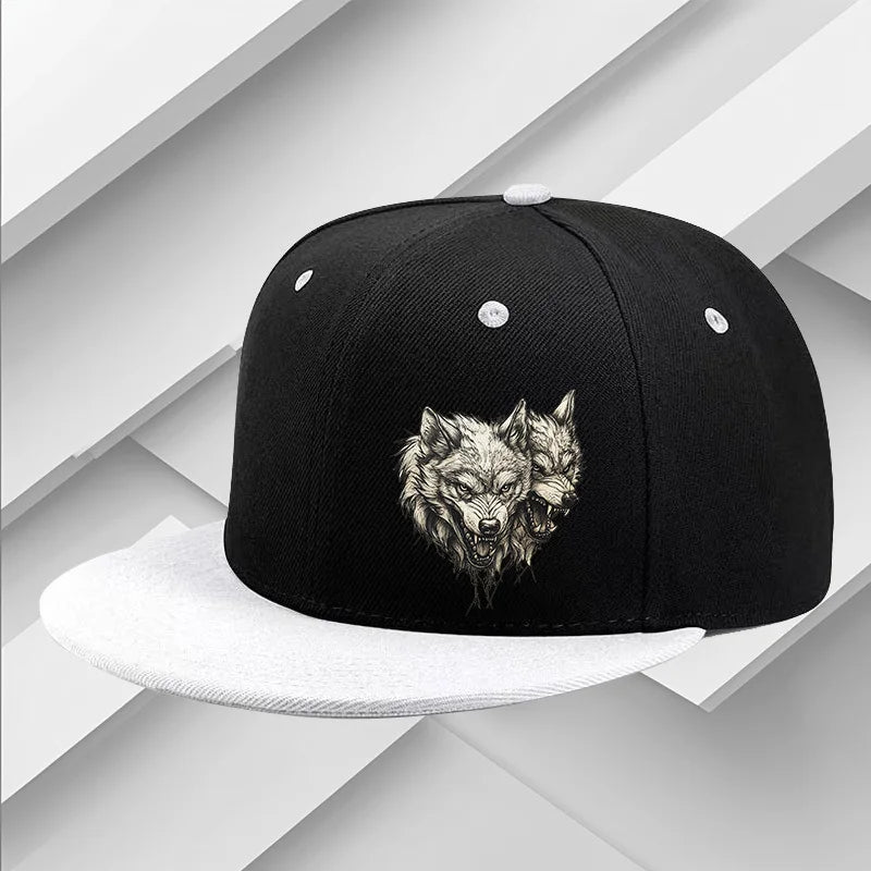 Three Headed Fierce Wolf Graphic Snapback Cap
