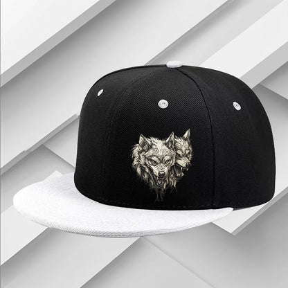 Three Headed Fierce Wolf Graphic Snapback Cap