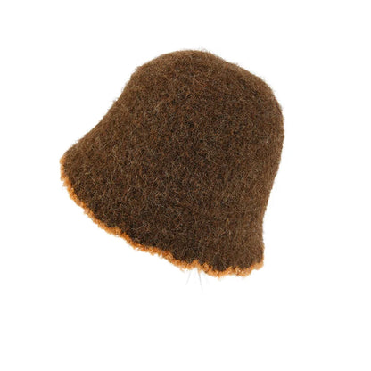 Autumn Winter Knitted Plush Warm Bucket Hat for Women