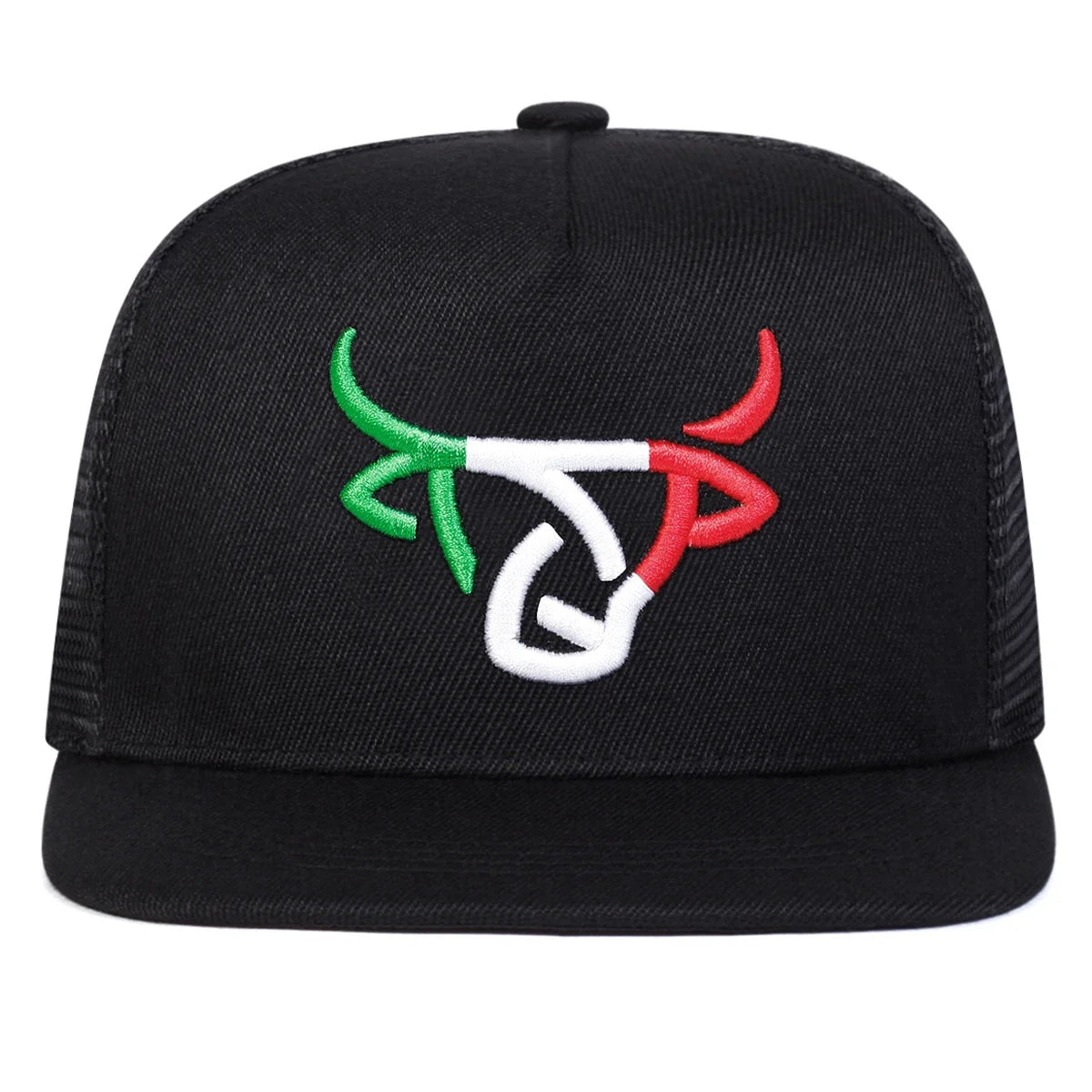 Unisex Ox Head Embroidered Mesh Hip Hop Snapback Cap