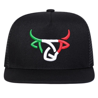 Unisex Ox Head Embroidered Mesh Hip Hop Snapback Cap