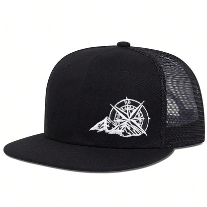 Compass Mountain Embroidery Hip Hop Snapback Cap