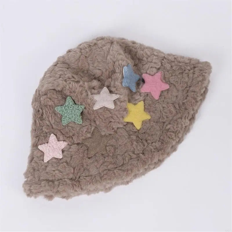 Womens Winter Star Warm Plush Bucket Hat
