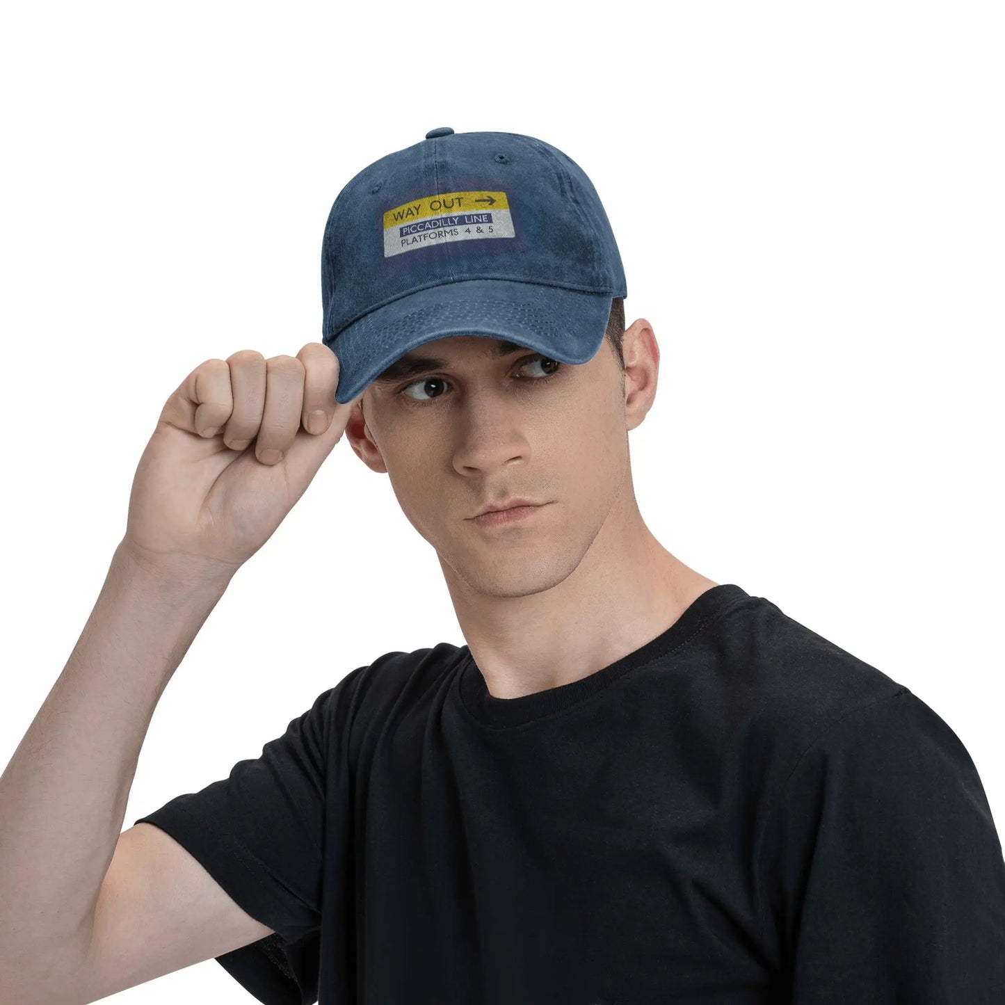 London Underground Way Out Denim Baseball Cap