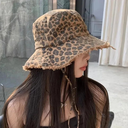 Leopard Punk Large Brim Bucket Hat
