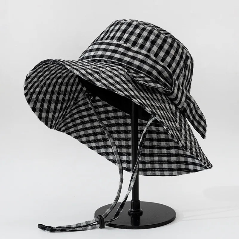 Women's Vintage Pink Plaid Bucket Hat