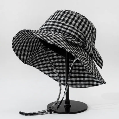 Women's Vintage Pink Plaid Bucket Hat
