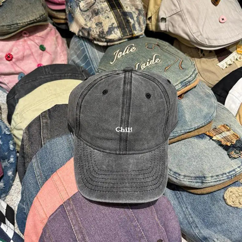 Soft Top Embroidered Letter Retro Baseball Cap