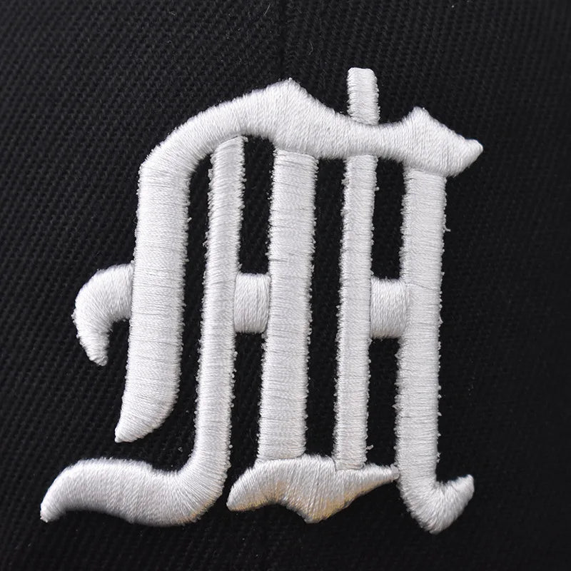 Unisex HH Letter Embroidery Flat Brim Hip Hop Cap