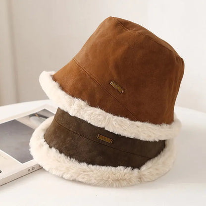 Korean Faux Fur Winter Bucket Hat