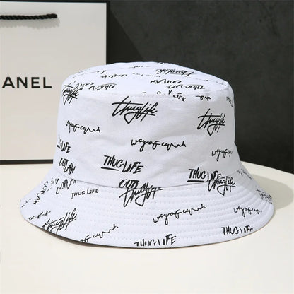 Double-Sided Graffiti Embroidered Fishing Bucket Hat Unisex