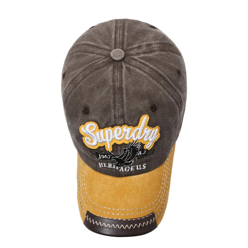 Sporty Cotton Washed Original Black Letter Embroidery Baseball Cap