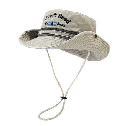 Washed Denim Letter Embroidery Unisex Bucket Hat