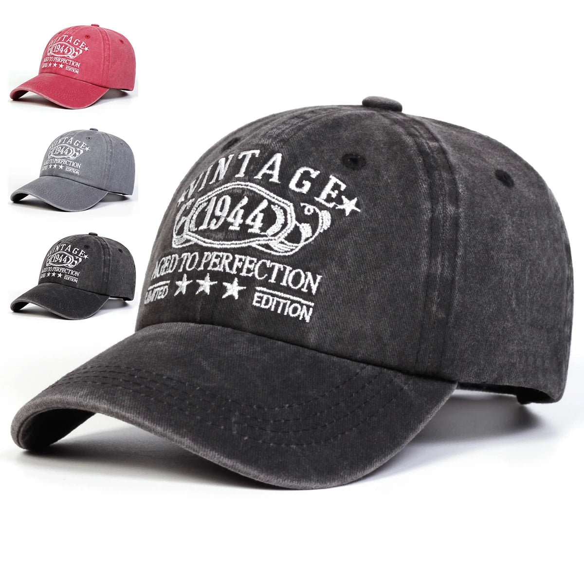 Unisex VINTAGE Letter Embroidery Wash Baseball Caps