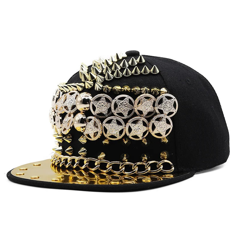 Luxury Rivet Punk Snapback Cap