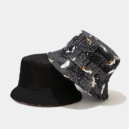 LDSLYJR Four Seasons Cotton Cartoon Cat Print Bucket Hat