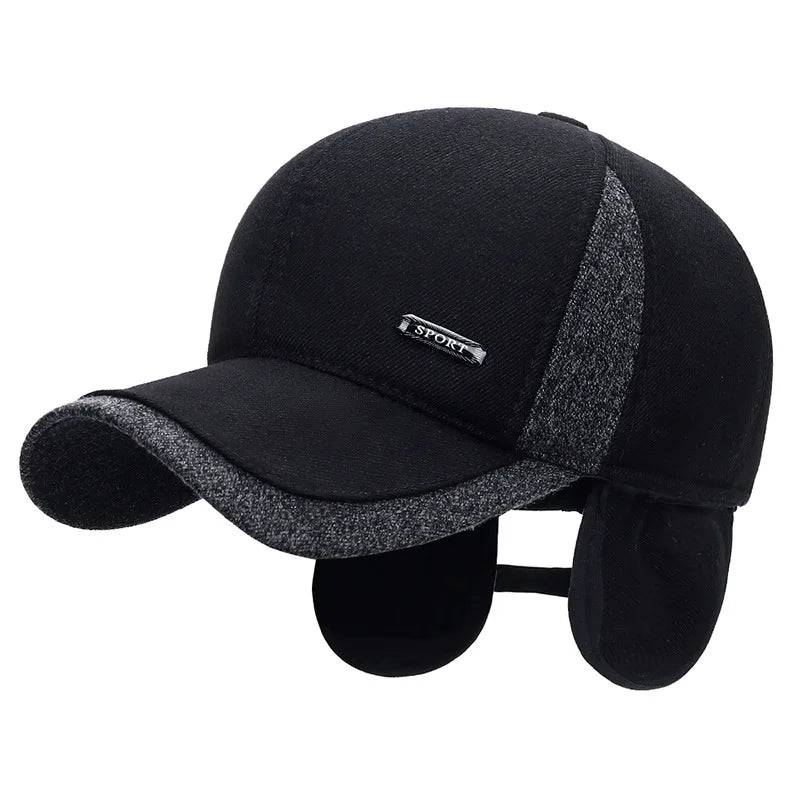 Waterproof Sports Baseball Cap Adjustable Lined Earflap Winter